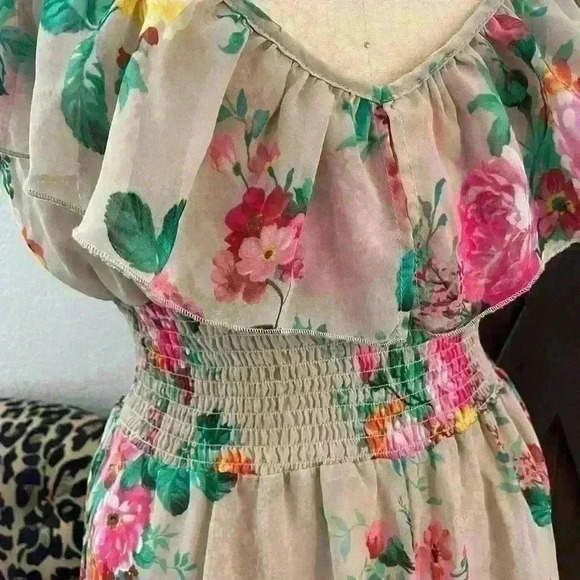 HeartSoul Ruffled high low Hem cabbage rose print size X-Large - Picture 4 of 8